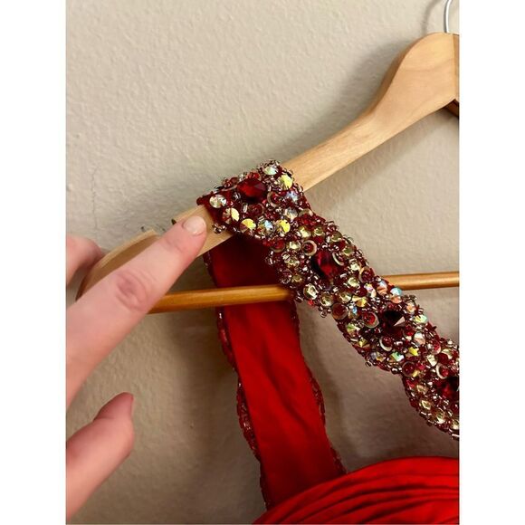 Sherri Hill Satin Tulle Embellished Party Dress Size 10 - Picture 7 of 11